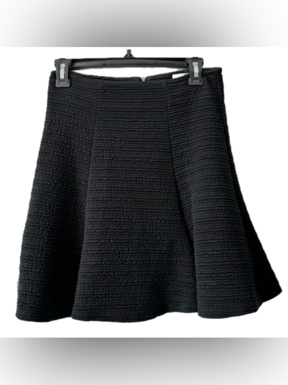 Anthro Maeve Black Textured Mini Skirt XS Fit Flare A Line Classic